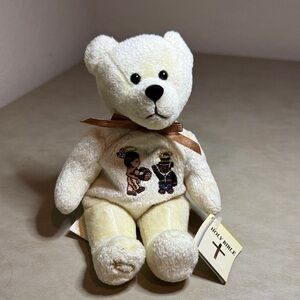 Holy Bible - Thanksgiving Bear - Cream Teddy Bear with Embroidered Design